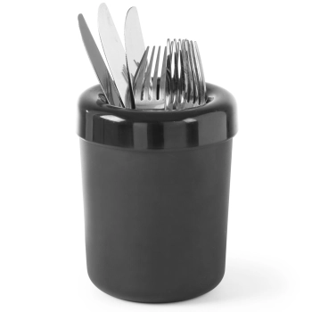  Śmietniczka stołowa lub pojemnik na sztućce z tworzywa czarny śr. 130mm - Hendi 421574 - zdj. dodatkowe 1