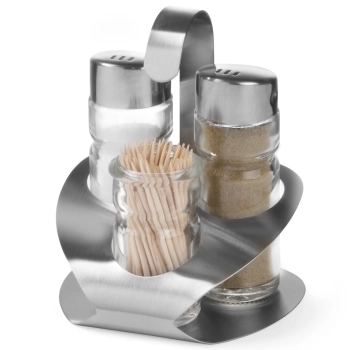  Zestaw do przypraw ze stali nierdzewnej sól pieprz wykałaczki - Hendi 465325 - zdj. dodatkowe 1