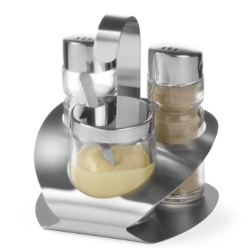  Zestaw do przypraw ze stali nierdzewnej sól pieprz musztarda - Hendi 465332 - zdj. dodatkowe 1