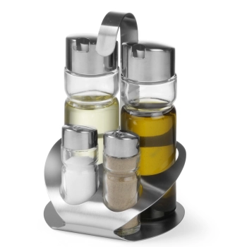  Zestaw do przypraw ze stali nierdzewnej sól pieprz oliwa ocet winny - Hendi 465356 - zdj. dodatkowe 1