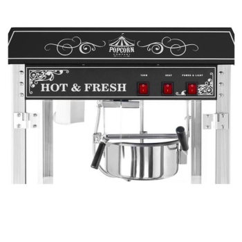  Profesjonalna wydajna maszyna do popcornu mobilna na wózku 230V 1.6kW czarna - zdj. dodatkowe 4