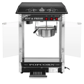  Profesjonalna wydajna maszyna do popcornu mobilna na wózku 230V 1.6kW czarna - zdj. dodatkowe 5