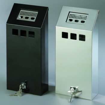  Popielniczka naścienna z wyjmowanym pojemnikiem zamykana na klucz czarna 1.5L - zdj. dodatkowe 1