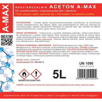  Aceton rozpuszczalnik zmywacz A-MAX 5L - zdj. dodatkowe 1
