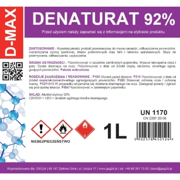  Denaturat alkohol skażony D-MAX 1L - zdj. dodatkowe 1