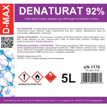  Denaturat alkohol skażony D-MAX 5L - zdj. dodatkowe 1