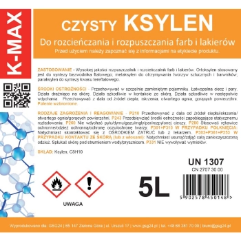  Ksylen rozpuszczalnik rozcieńczalnik organiczny do farb i lakierów K-MAX 5L - zdj. dodatkowe 1