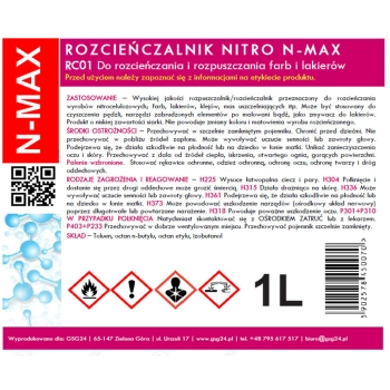  Rozcieńczalnik rozpuszczalnik NITRO RC-01 N-MAX 1L - zdj. dodatkowe 1