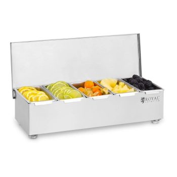  Pojemniki barmańskie na dodatki do drinków stalowe nierdzewne 5 szt. + Obudowa - zdj. dodatkowe 1