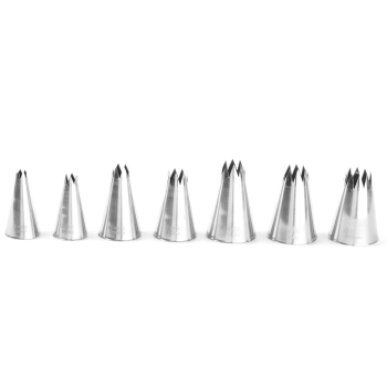  Końcówki tylki gwiazdka do rękawów worków cukierniczych stalowe karbowane - zestaw 7 szt. - HENDI 551714 - zdj. dodatkowe 1