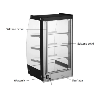  Witryna neutralna samoobsługowa do prezentacji i wydawania potraw LED szer. 415mm - zdj. dodatkowe 5