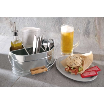  Pojemnik na sztućce sosy i serwetki stalowy z uchwytem 245x167mm - zdj. dodatkowe 1