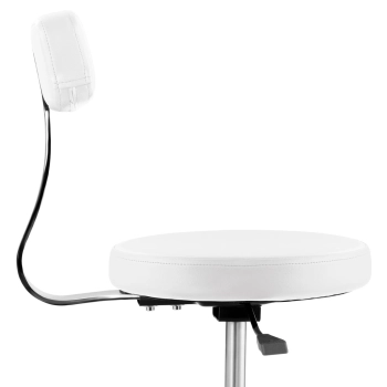  Krzesło taboret hoker kosmetyczny z oparciem na kółkach do 150 kg TERNI biały - zdj. dodatkowe 2