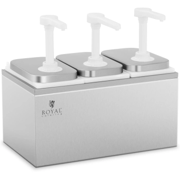  Dyspenser dozownik potrójny do sosów z pompką ze stali nierdzewnej 3 x 2 l - zdj. dodatkowe 1