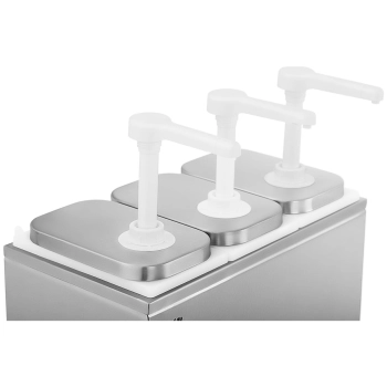  Dyspenser dozownik potrójny do sosów z pompką ze stali nierdzewnej 3 x 2 l - zdj. dodatkowe 2