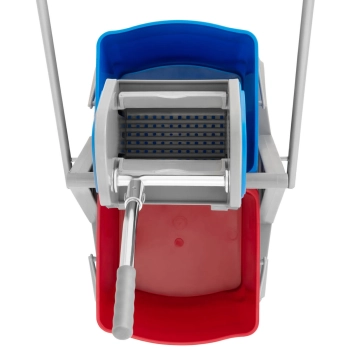  Wózek do mycia podłóg z wyciskarką prasą do mopa płaskiego dwa wiadra 2 x 20 l - zdj. dodatkowe 6