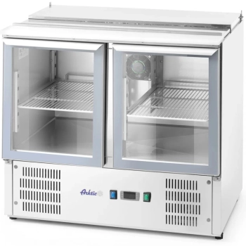 Stół chłodniczy sałatkowy 2-drzwiowy przeszklony z pokrywą na 2x GN1/1 3x GN1/6 247 l - Hendi 236246