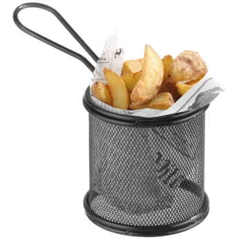  Koszyk do serwowania smażonych przekąsek frytek z uchwytem okrągły 90x90x90 mm - Hendi 425633 - zdj. dodatkowe 3