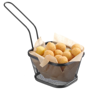  Koszyk do serwowania smażonych przekąsek frytek z uchwytem czarny 130x115x80 mm - Hendi 425695 - zdj. dodatkowe 2