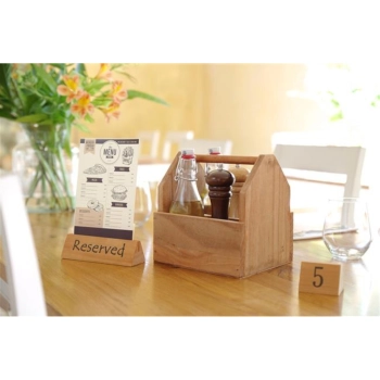  Organizer pojemnik stołowy na przyprawy sztućce drewniany z uchwytem - Hendi 664315 - zdj. dodatkowe 2