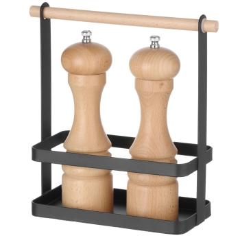  Organizer koszyk stołowy na przyprawy z drewnianą rączką 23x10x24 cm - Hendi 427040 - zdj. dodatkowe 1