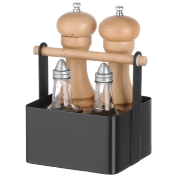  Organizer koszyk stołowy na przyprawy z drewnianą rączką 17x13x16 cm - Hendi 427057 - zdj. dodatkowe 2