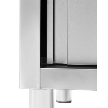  Zlew basen gastronomiczny dwukomorowy z szafką z drzwiami przesuwnymi 140 x 70 x 95 cm - zdj. dodatkowe 3