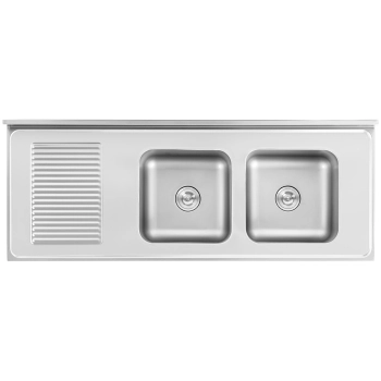  Zlew basen gastronomiczny dwukomorowy z szafką z drzwiami przesuwnymi 160 x 60 x 95 cm - zdj. dodatkowe 4