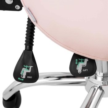  Krzesło kosmetyczne siodłowe z oparciem obrotowe regulowane MANNHEIM POWDER PINK różowe - zdj. dodatkowe 4