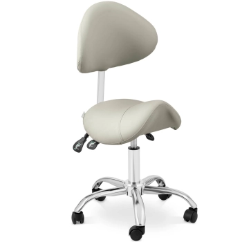  Krzesło kosmetyczne siodłowe z oparciem obrotowe regulowane MANNHEIM GREY szare - zdj. dodatkowe 1