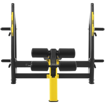  Ławka ławeczka treningowa skośna pod sztangę do wyciskania głową w dół czarno-żółta - zdj. dodatkowe 2