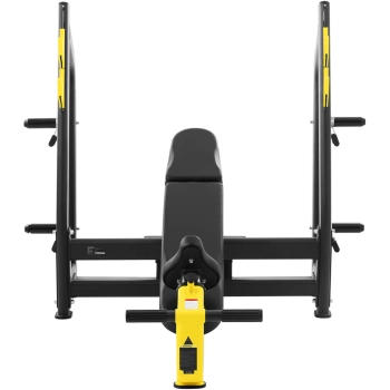  Ławka ławeczka treningowa skośna pod sztangę do wyciskania głową w górę czarno-żółta - zdj. dodatkowe 2