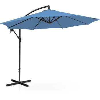 Parasol ogrodowy na wysięgniku okrągły uchylny śr. 300 cm niebieski - zdj. dodatkowe 3