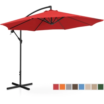  Parasol ogrodowy na wysięgniku okrągły uchylny śr. 300 cm czerwony - zdj. dodatkowe 1