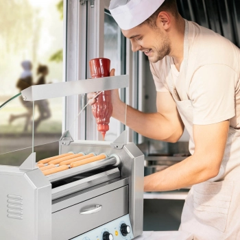  Podgrzewacz grill rolkowy do parówek hot-dogów z szufladą i osłoną - 5 rolek - zdj. dodatkowe 4