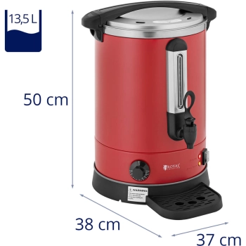  Warnik podgrzewacz do wody z podwójnymi ściankami i ociekaczem 13.5 L 2500 W czerwony - zdj. dodatkowe 6