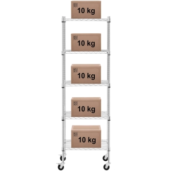  Regał magazynowy druciany ażurowy na kółkach 5 półek do 50 kg 60x45x186 cm - zdj. dodatkowe 5