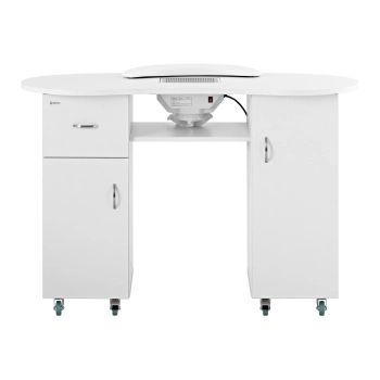  Biurko stolik do manicure kosmetyczny z pochłaniaczem pyłu i szafkami na kółkach 120x50x80 cm biały - zdj. dodatkowe 1