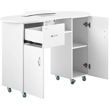  Biurko stolik do manicure kosmetyczny z pochłaniaczem pyłu i szafkami na kółkach 120x50x80 cm biały - zdj. dodatkowe 5