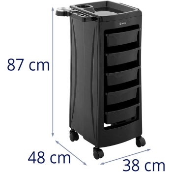  Wózek pomocnik fryzjerski z uchwytem na suszarkę 5 szuflad półka 485 x 380 mm - zdj. dodatkowe 6