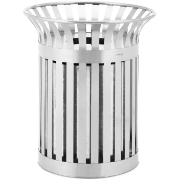  Kosz na odpady śmieci miejski zewnętrzny okrągły śr. 73 x 85 cm STAL srebrny - zdj. dodatkowe 1