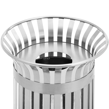  Kosz na odpady śmieci miejski zewnętrzny okrągły śr. 73 x 85 cm STAL srebrny - zdj. dodatkowe 2