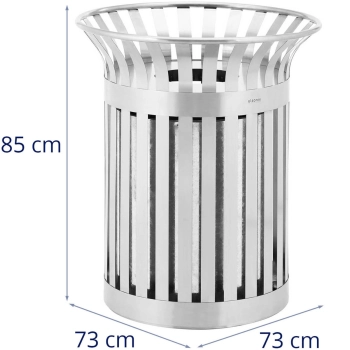  Kosz na odpady śmieci miejski zewnętrzny okrągły śr. 73 x 85 cm STAL srebrny - zdj. dodatkowe 6