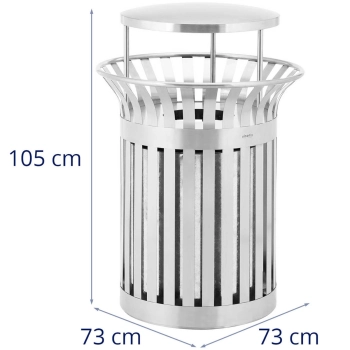  Kosz na odpady śmieci miejski zewnętrzny okrągły z daszkiem 23 l STAL srebrny - zdj. dodatkowe 6