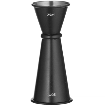  Miara barmańska dwustronna z pierścieniem 25 ml 50 ml - czarna - zdj. dodatkowe 1