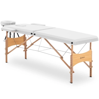  Stół łóżko do masażu składane szerokie z drewnianym stelażem VANNES WHITE - białe - zdj. dodatkowe 1