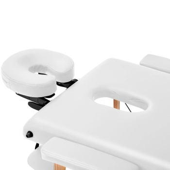  Stół łóżko do masażu składane szerokie z drewnianym stelażem VANNES WHITE - białe - zdj. dodatkowe 2