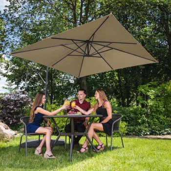 Parasol ogrodowy na wysięgniku kwadratowy 250 x 250 cm szarobrązowy - zdj. dodatkowe 3