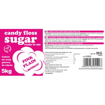  Kolorowy cukier do waty cukrowej czerwony o smaku naturalnym 5kg - zdj. dodatkowe 2