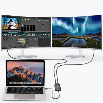  Adapter rozdzielacz USB Typ C Thunderbolt 3 czarny - zdj. dodatkowe 2